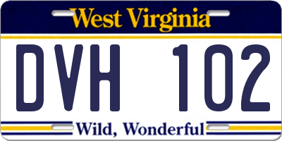 WV license plate DVH102