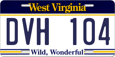 WV license plate DVH104