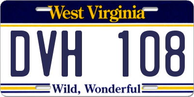 WV license plate DVH108