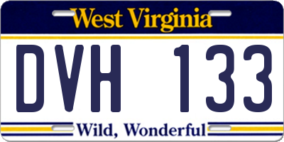WV license plate DVH133
