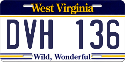 WV license plate DVH136