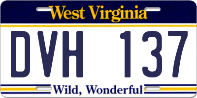 WV license plate DVH137