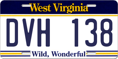 WV license plate DVH138