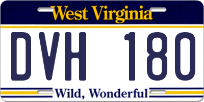 WV license plate DVH180