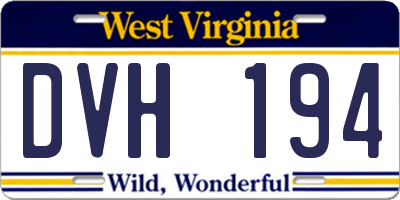 WV license plate DVH194
