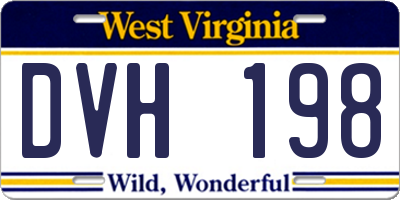 WV license plate DVH198