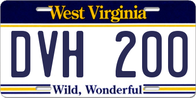 WV license plate DVH200