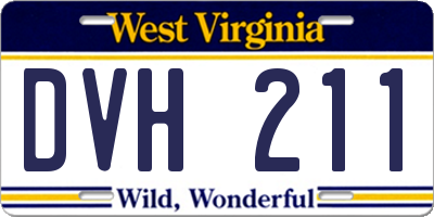WV license plate DVH211