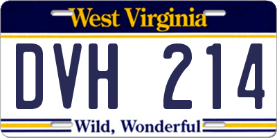 WV license plate DVH214