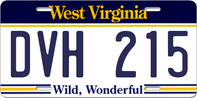 WV license plate DVH215