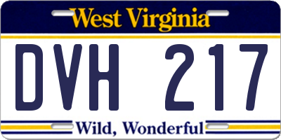 WV license plate DVH217