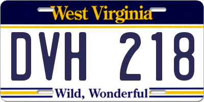 WV license plate DVH218