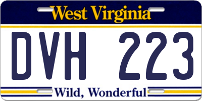 WV license plate DVH223