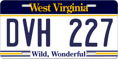 WV license plate DVH227