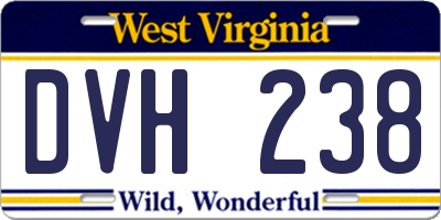 WV license plate DVH238