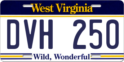 WV license plate DVH250