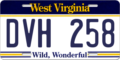 WV license plate DVH258