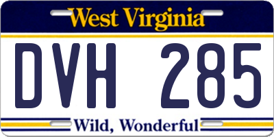 WV license plate DVH285