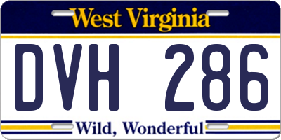 WV license plate DVH286