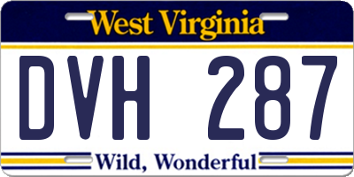 WV license plate DVH287