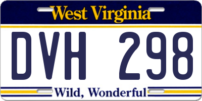 WV license plate DVH298