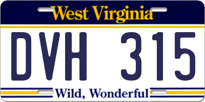 WV license plate DVH315