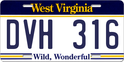 WV license plate DVH316
