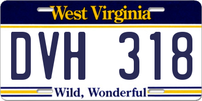WV license plate DVH318