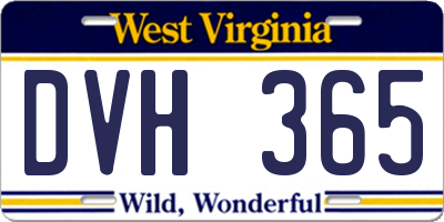 WV license plate DVH365