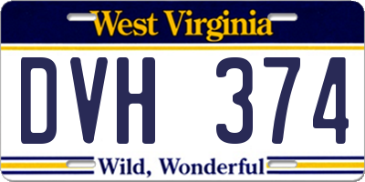 WV license plate DVH374