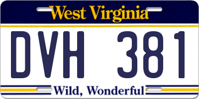 WV license plate DVH381