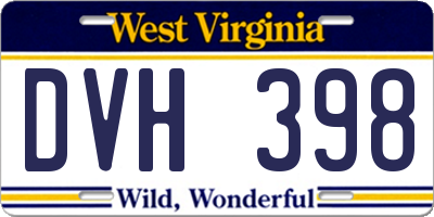 WV license plate DVH398