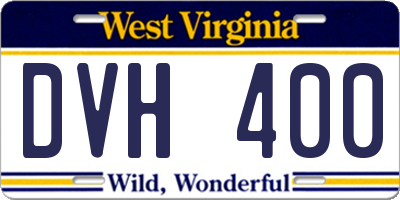 WV license plate DVH400