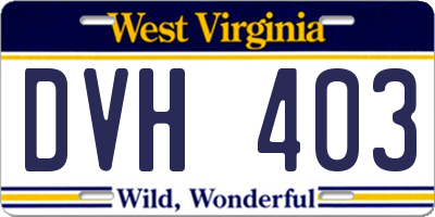 WV license plate DVH403