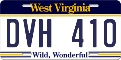 WV license plate DVH410