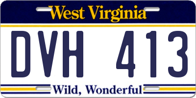WV license plate DVH413
