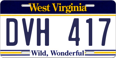 WV license plate DVH417