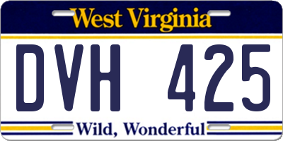 WV license plate DVH425