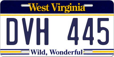 WV license plate DVH445