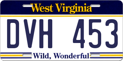 WV license plate DVH453
