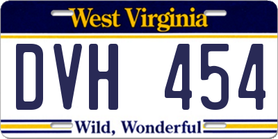 WV license plate DVH454