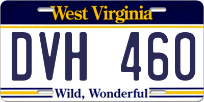 WV license plate DVH460