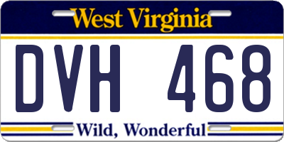 WV license plate DVH468