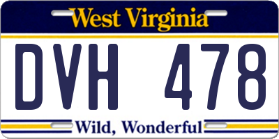 WV license plate DVH478