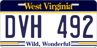 WV license plate DVH492