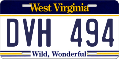 WV license plate DVH494