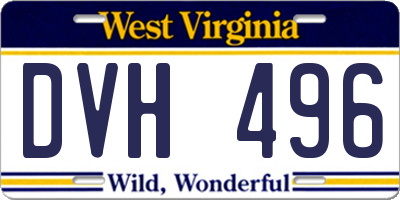WV license plate DVH496