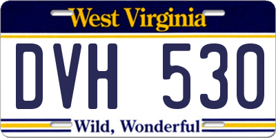 WV license plate DVH530