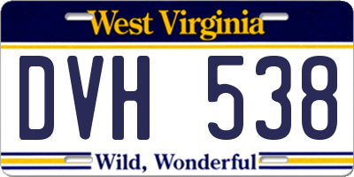 WV license plate DVH538