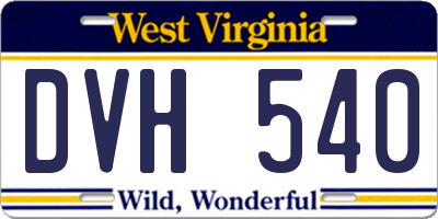 WV license plate DVH540